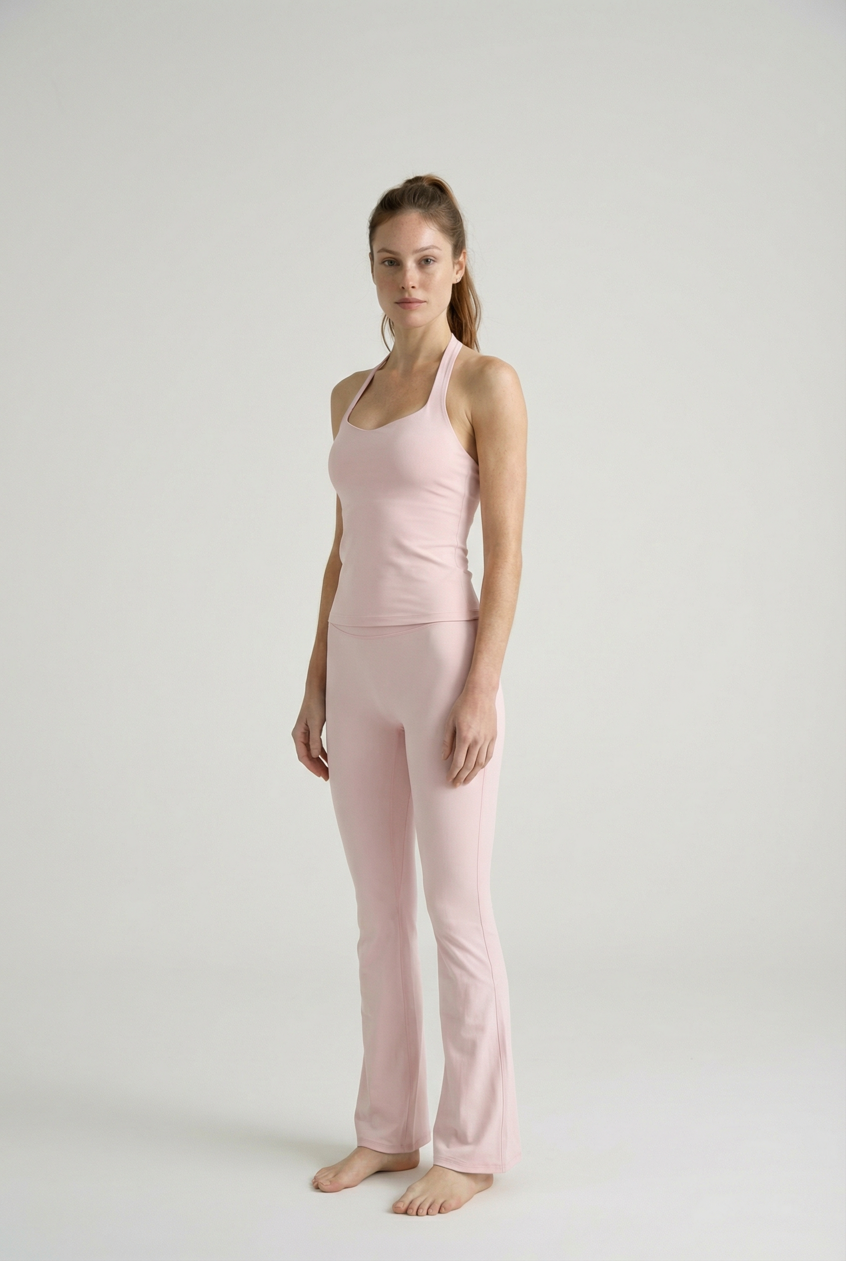 HIGH – WAISTED FLARED SCULPT LEGGINGS – POWDER PINK