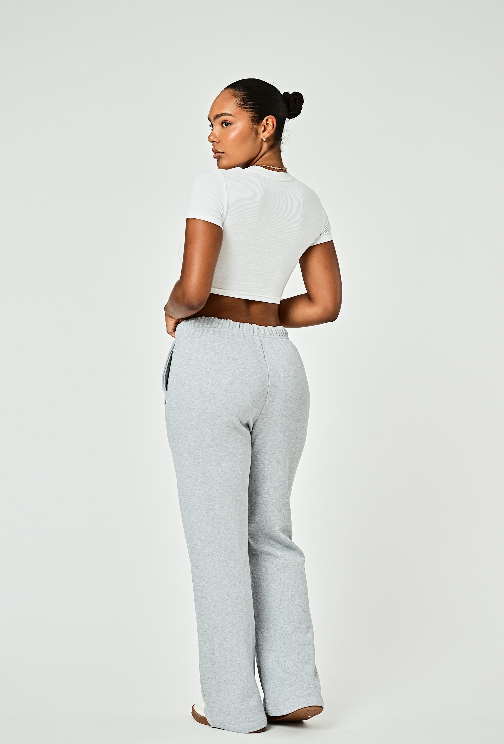 Wide Leg Terry Sweat - Heather Gray