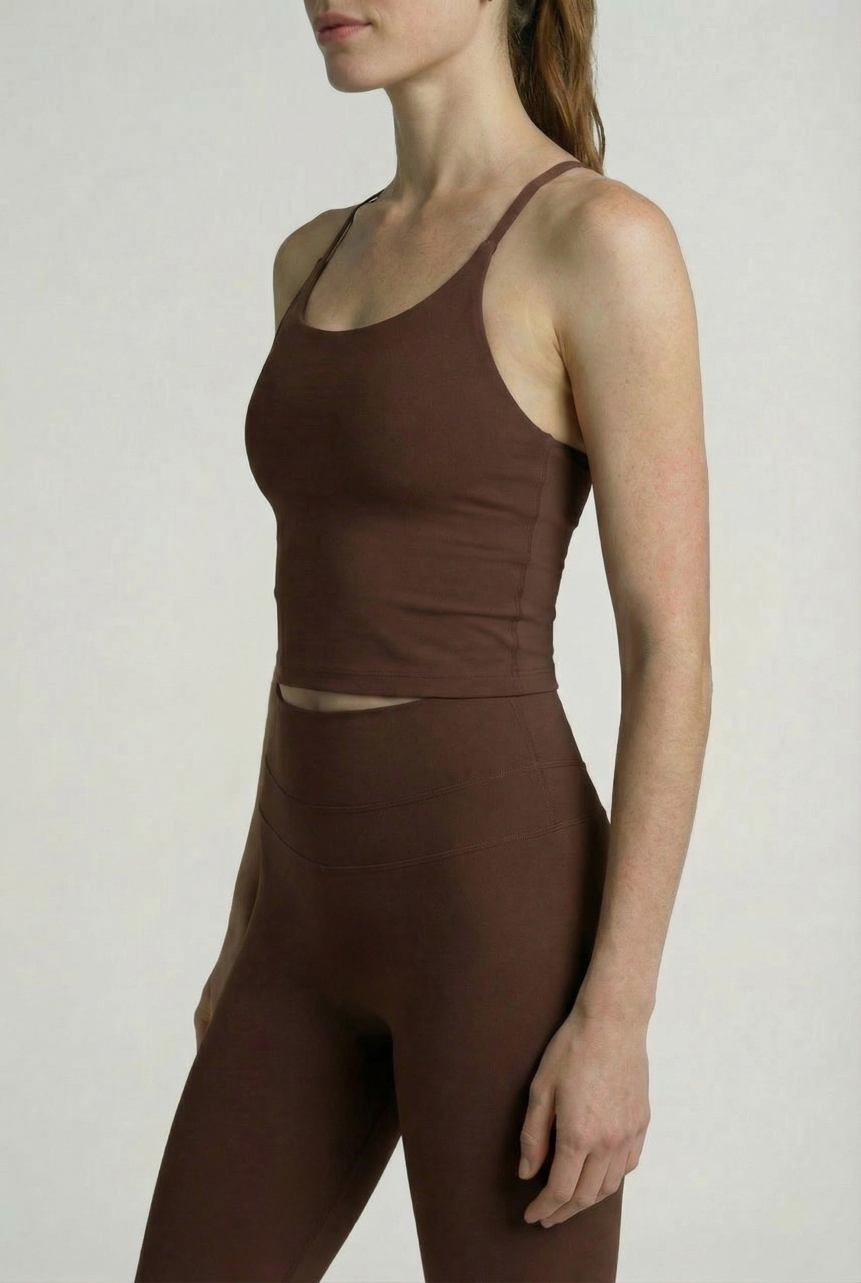 SCULPT CROSS-BACK TOP – CHOCOLATE BROWN