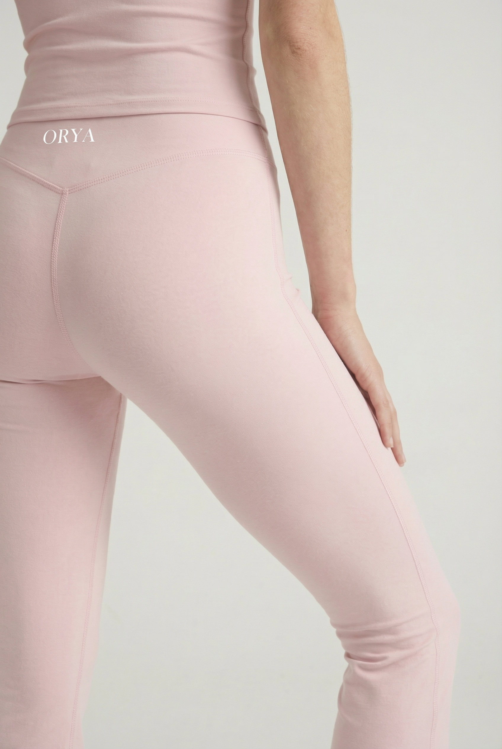 HIGH – WAISTED FLARED SCULPT LEGGINGS – POWDER PINK