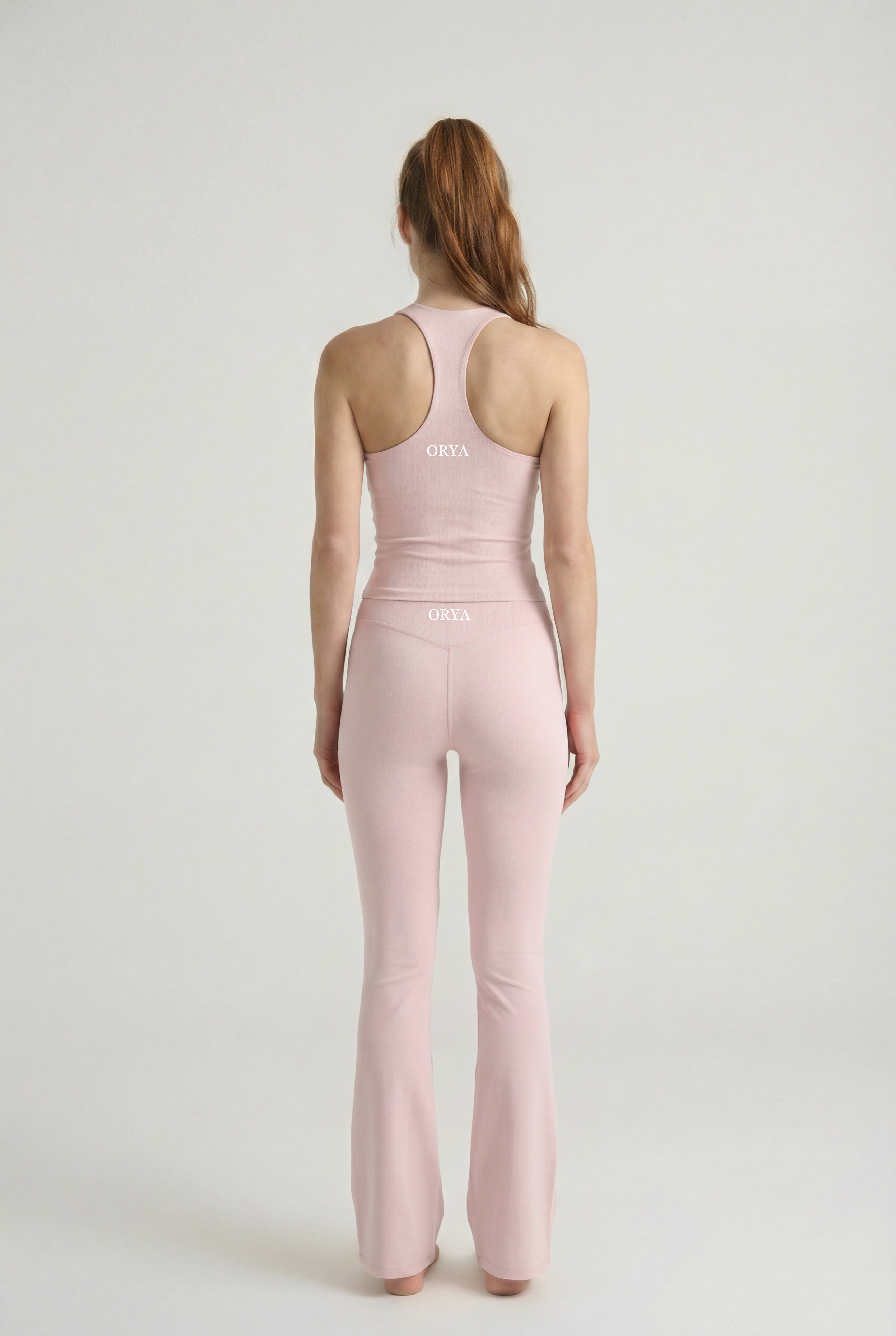 HIGH – WAISTED FLARED SCULPT LEGGINGS – POWDER PINK